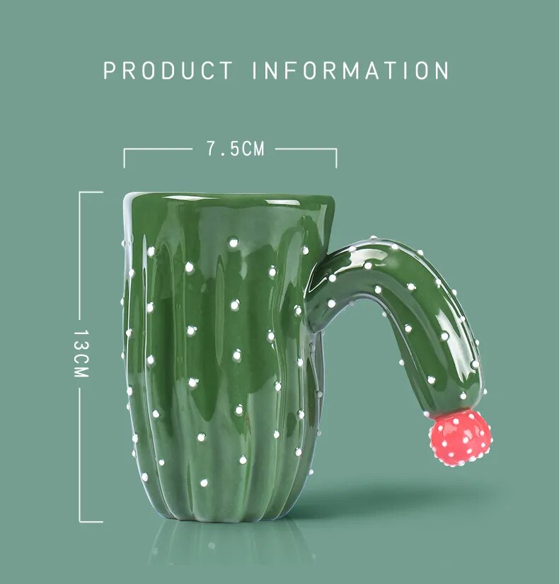 Cactus Mug With Spoon and Lid