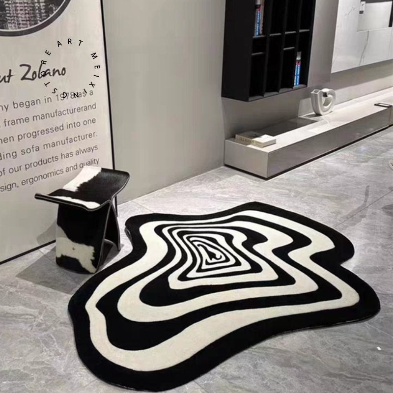 Black and White Swirl Rug