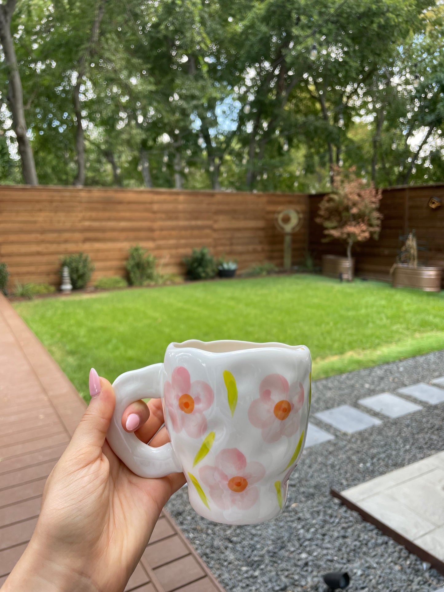 Hand-painted Flower Ceramic Cups