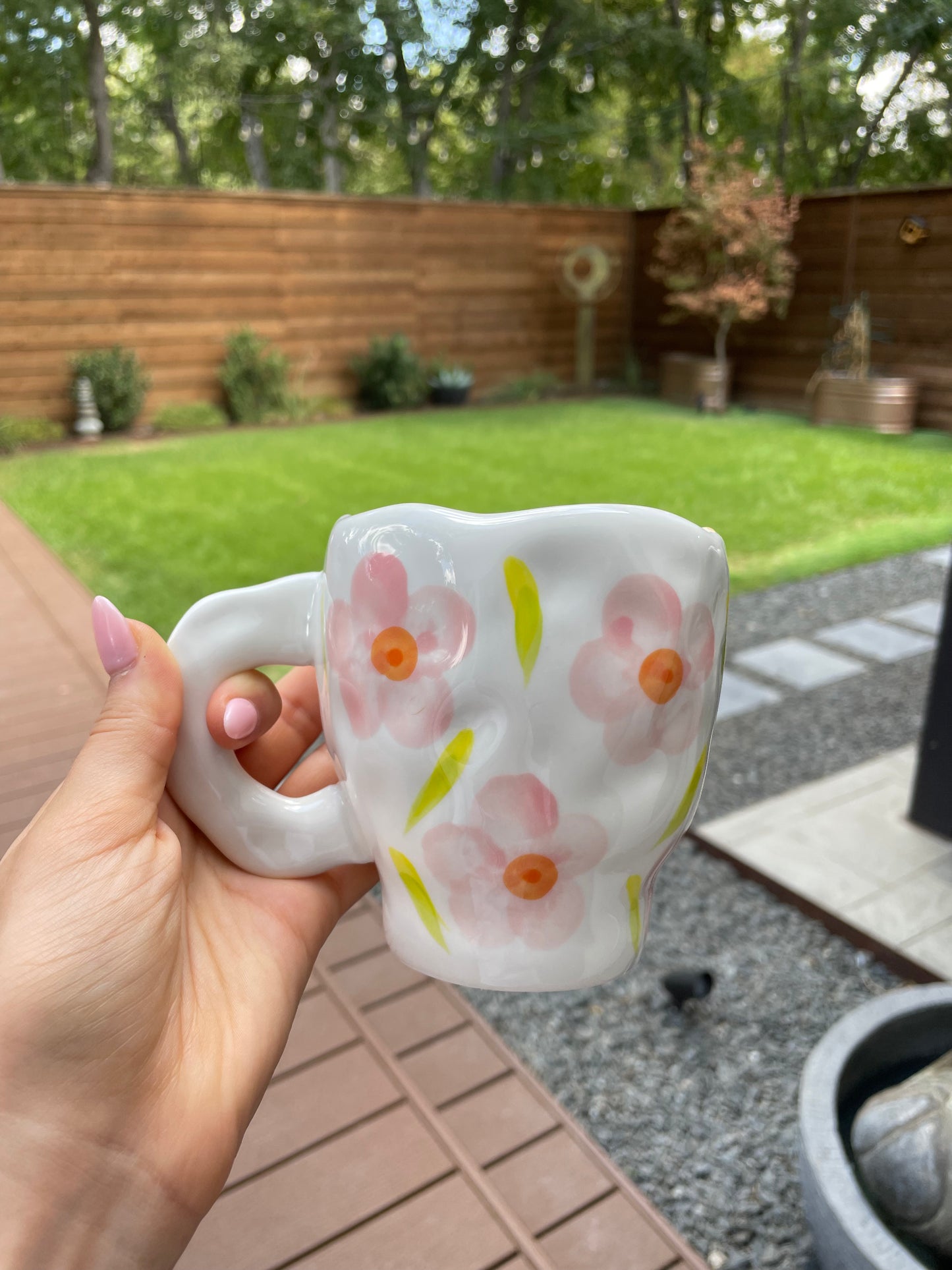 Hand-painted Flower Ceramic Cups