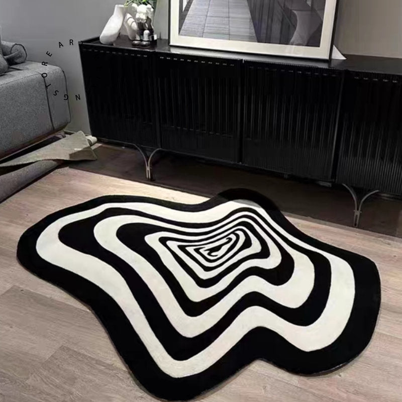 Black and White Swirl Rug