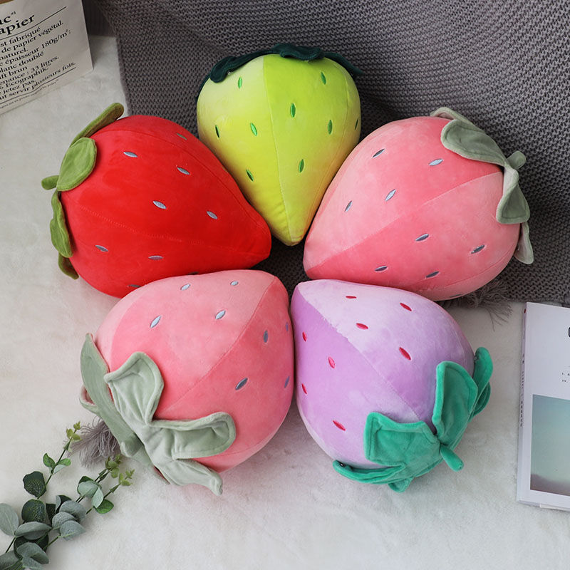 Pink and Red Strawberry Plush Pillows