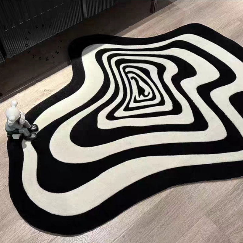 Black and White Swirl Rug