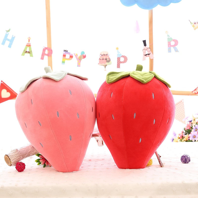 Pink and Red Strawberry Plush Pillows