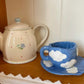 Hand Painted Blue Sky and White Clouds Coffee Cup With Saucer Ceramic